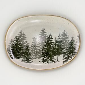 Eli & Ana Evergreen Forest Christmas Tree Platter Ceramic Oval Appetizer Dessert